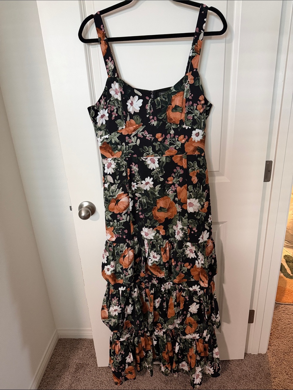 Abercrombie & Fitch Black Maxi Dress with Orange & White Floral Print
